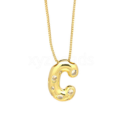 Brass Micro Pave Clear Cubic Zirconia Initial Pendant Necklaces FS-WGF17D9-08-1