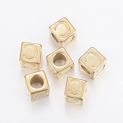304 Stainless Steel Large Hole Letter European Beads X-STAS-H428-01G-C-1