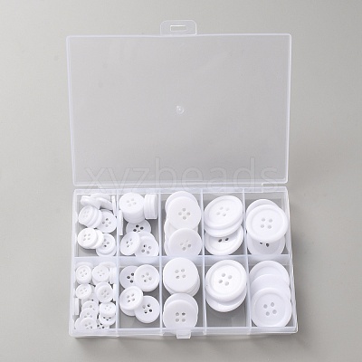 100Pcs 2-Hole Resin Buttons BUTT-WH20005-08B-1