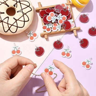 30Pcs 2 Styles Opaque Acrylic Pendants OACR-CJ0002-60-1