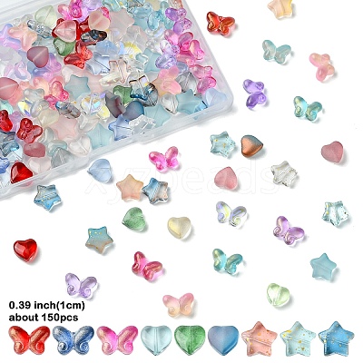 150Pcs 3 Styles Transparent Smooth and Frosted Glass Beads GLAA-YW0004-05B-1