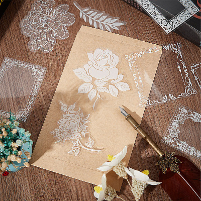 2 Boxes 2 Styles PET Hollow Lace Stickers Set DIY-GF0006-78-1