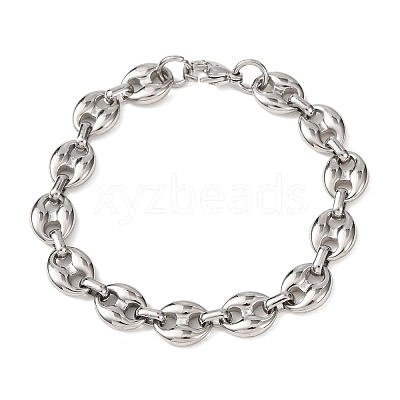 304 Stainless Steel Coffee Bean Link Chain Bracelets for Women Men LS-BJEW-F529-10A-P-1