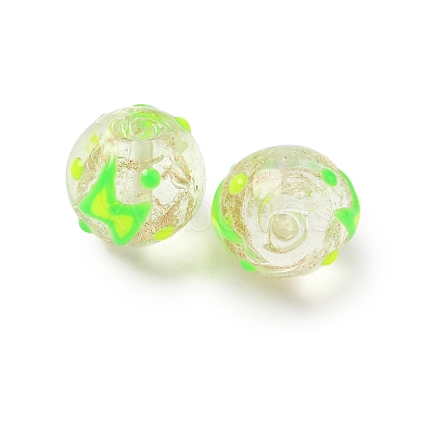 Luminous Handmade Enamel Gold Sand Glass Beads Strands LAMP-U004-08B-1