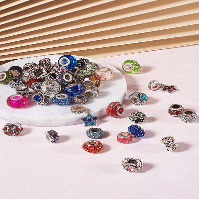 Alloy Rhinestone European Beads MPDL-TA0001-01-1