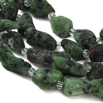 Raw Rough Natural Ruby in Zoisite Beads Strands GG-CBA0B77-A14-01-1
