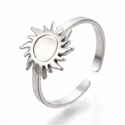 Non-Tarnish 304 Stainless Steel Sun Cuff Rings RJEW-N038-116P-1