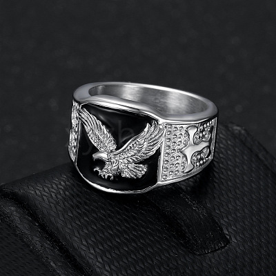 304 Stainless Steel and Enamel Finger Rings for Men FS-WG4515C-07-1