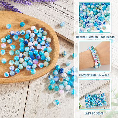 120Pcs 6 Colors Natural Persian Jade Beads G-TA0002-39-1