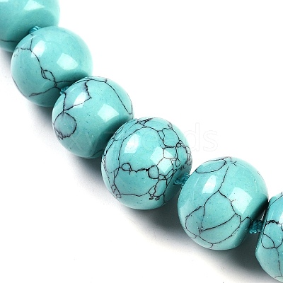 Synthetic Turquoise Rondelle Graduated Beaded Necklaces for Women Men NJEW-K388-02Q-1