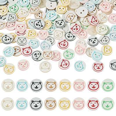200Pcs 2-Hole Resin Buttons BUTT-TA0001-60C-1