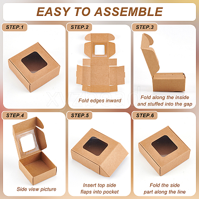 Kraft Paper Gift Box with Visible Window CON-WH0088-74A-1
