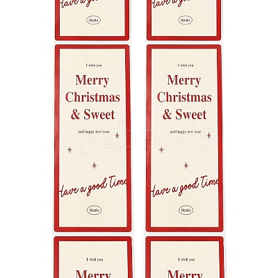50Pcs Christmas Square with Word Merry Christmas Roll Stickers DIY-M070-03A-1