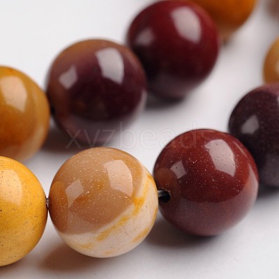 Round Natural Mookaite Gemstone Bead Strands G-J333-06-10mm-1
