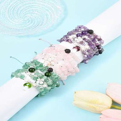 15Pcs 5 Style 3 Colors Natural Mixed Stone Beads Bracelets Sets BJEW-FS00018-1
