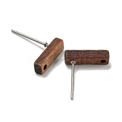Walnut Wooden Stud Earrings Findings EJEW-B060-02B-1