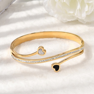 304 Stainless Steel Hinged Bangles for Women BJEW-D408-17G-1