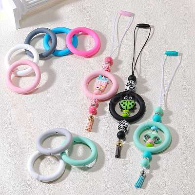 9Pcs Ring Food Grade Eco-Friendly Silicone Focal Beads JX895B-1