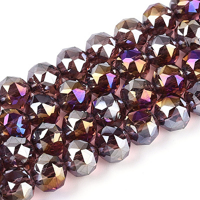 AB Color Plated Transparent Glass Round Beads Strands EGLA-T029-8mm-12T-06-1