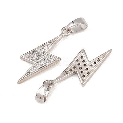 Lightning Bolt Brass Micro Pave Cubic Zirconia Pendants KK-K109-26P-1