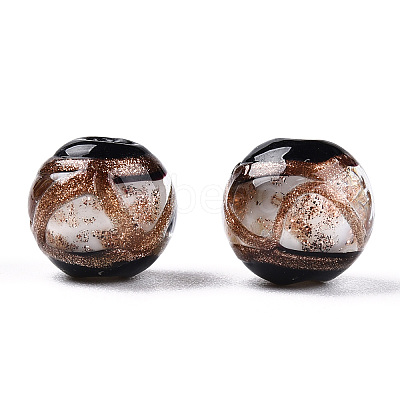 Handmade Gold Sand Lampwork Beads LAMP-T019-12mm-01-1
