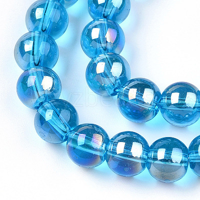 Electroplate Transparent Glass Beads Strands GLAA-T032-T8mm-AB06-1