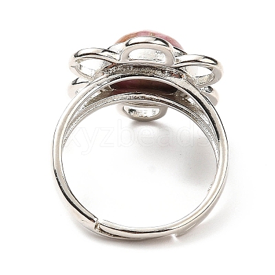 Natural Rhodochrosite Adjustable Rings RJEW-P043-01P-24-1