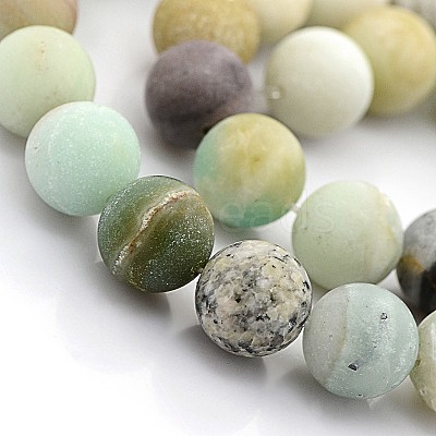 Natural Frosted Flower Amazonite Round Beads X-G-D616-6mm-1