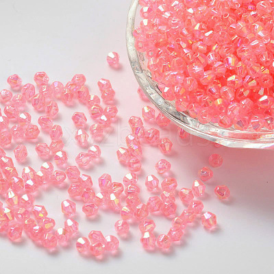 Bicone AB Color Plated Eco-Friendly Transparent Acrylic Beads X-TACR-A003-4mm-02-1