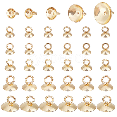 110Pcs 5 Size 304 Stainless Steel Bead Cap Pendant Bails STAS-BC0003-49-1
