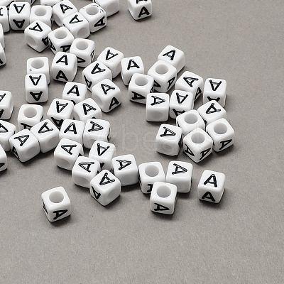 Large Hole Acrylic Letter European Beads X-SACR-Q103-6mm-01A-1