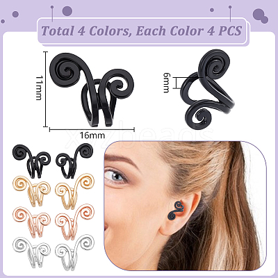 8 Pairs 4 Colors Alloy Cuff Earrings EJEW-UN0003-15-1