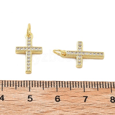 Brass Micro Pave Cubic Zirconia Pendants KK-C092-21B-G-1