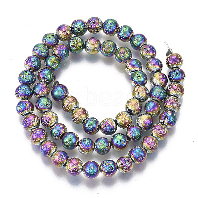 Electroplated Natural Lava Rock Beads Strands X-G-S352-30B-02-1
