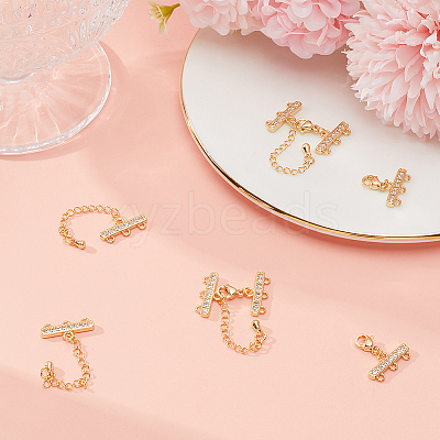 4Pcs Brass Micro Pave Clear Cubic Zirconia Chain Extender KK-BBC0013-57-1