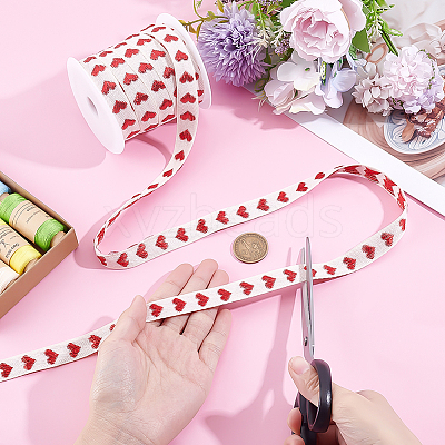 25 Yards Heart Pattern Cotton Ribbons SRIB-BC0001-48A-1