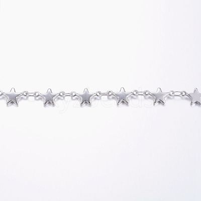 Non-Tarnish 3.28 Feet Handmade 304 Stainless Steel Bar Link Chains X-STAS-G038-01P-1