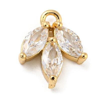 Brass with Clear Cubic Zirconia Charms X-KK-G478-02E-KCG-1