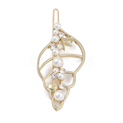 Plastic Imitation Pearl & Alloy Rhinestone Hair Barrettes AJEW-A056-03D-1