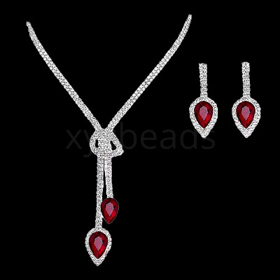 Alloy Rhinestone Pendant Necklaces & Earrings Sets for Women WGE8301-09-1