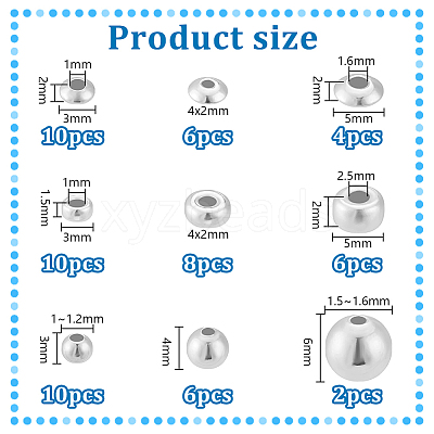 60Pcs 9 Styles 925 Sterling Silver Beads STER-PH0003-29-1