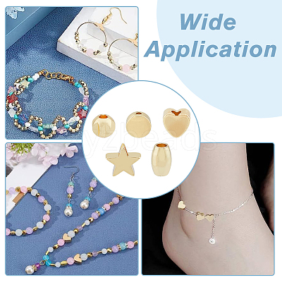 100Pcs 5 Style Rack Plating Brass Beads KK-HY0001-71-1