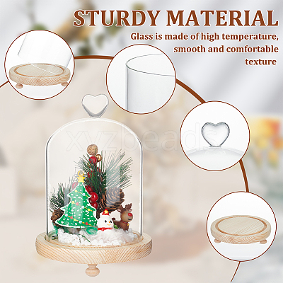Heart Glass Dome Cover AJEW-WH0505-28B-1