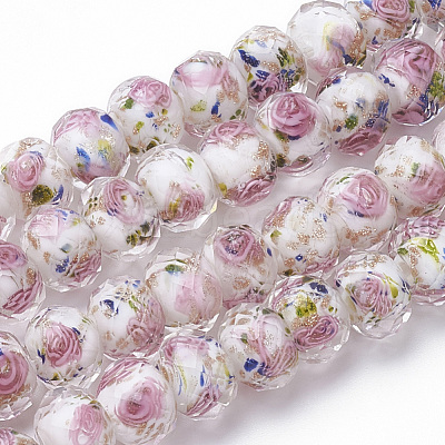Handmade Gold Sand Lampwork Beads Strands LAMP-R141-12mm-12-1