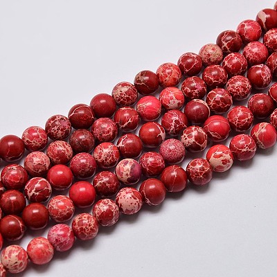 Natural Imperial Jasper Beads Strands G-I122-6mm-04-1