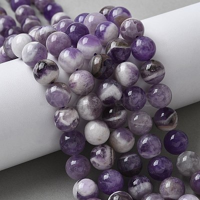 Round Natural Chevron Amethyst Bead Strands G-S380-01A-1