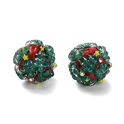 Christmas Theme Polymer Clay Rhinestone Beads with Resin RESI-Z045-01B-1