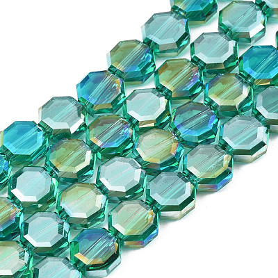 Electroplate Transparent Glass Beads Strands EGLA-N002-27-C05-1