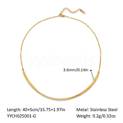 Minimalist 304 Stainless Steel Curved Stick Choker Necklaces for Women KY3347-1-1