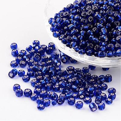 6/0 Round Silver Lined Round Hole Glass Seed Beads X-SEED-A005-4mm-28-1